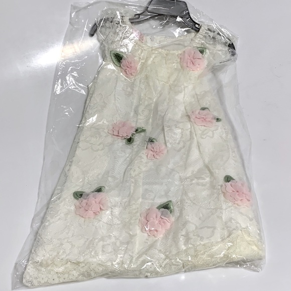 NWT Ivory Floral-Accent Ruffle-Collar Dress 4T - Picture 2 of 4